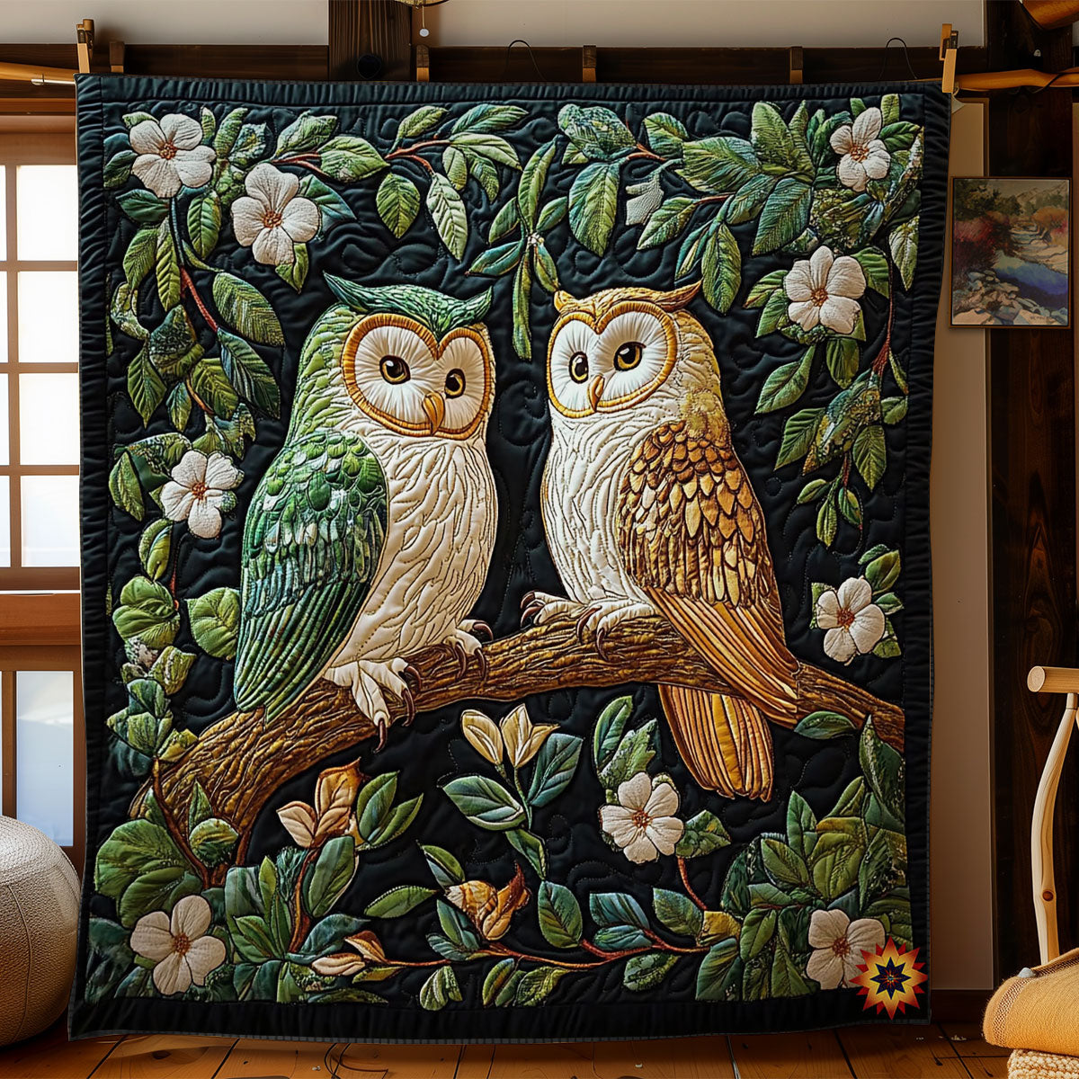 Couple Owl In Forest WY2512007CL Quilt