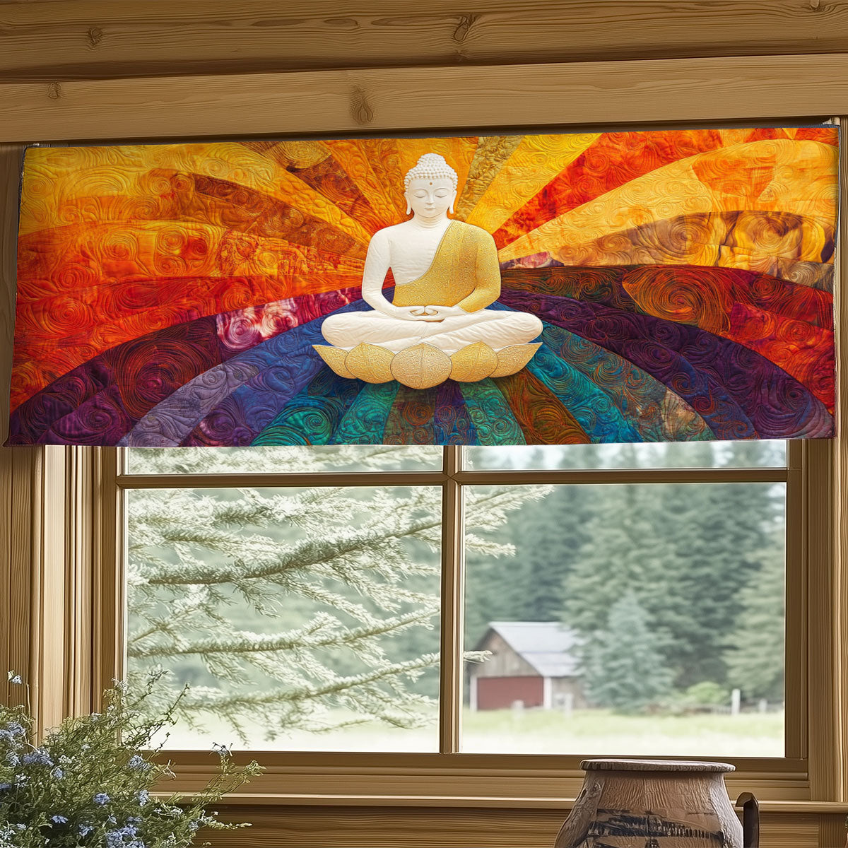 Serene Buddha WY0605033CL Quilted Valance