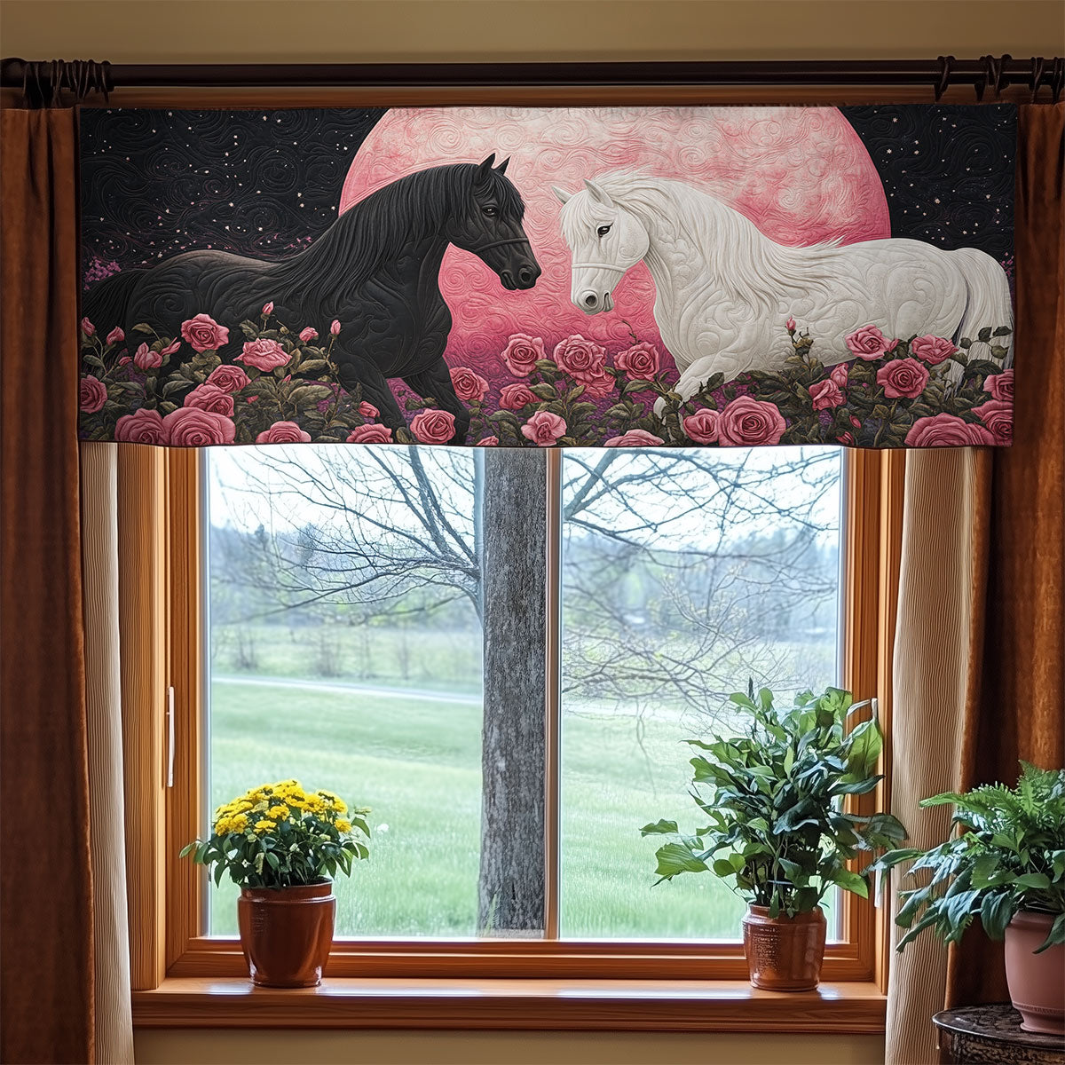 Couple Horse WX1405011CL Quilted Valance