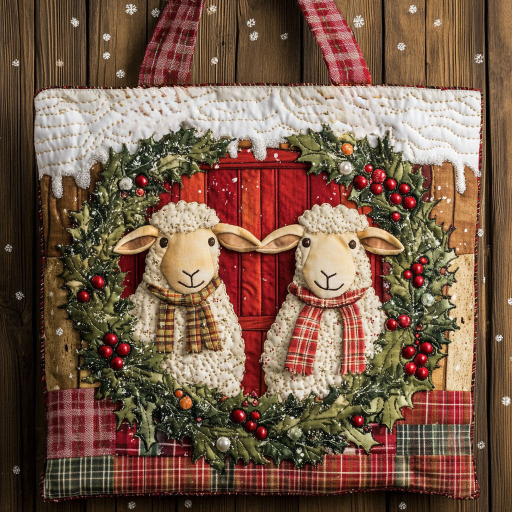 Forest Sheep Christmas WN1711020CL Quilted Tote Bag