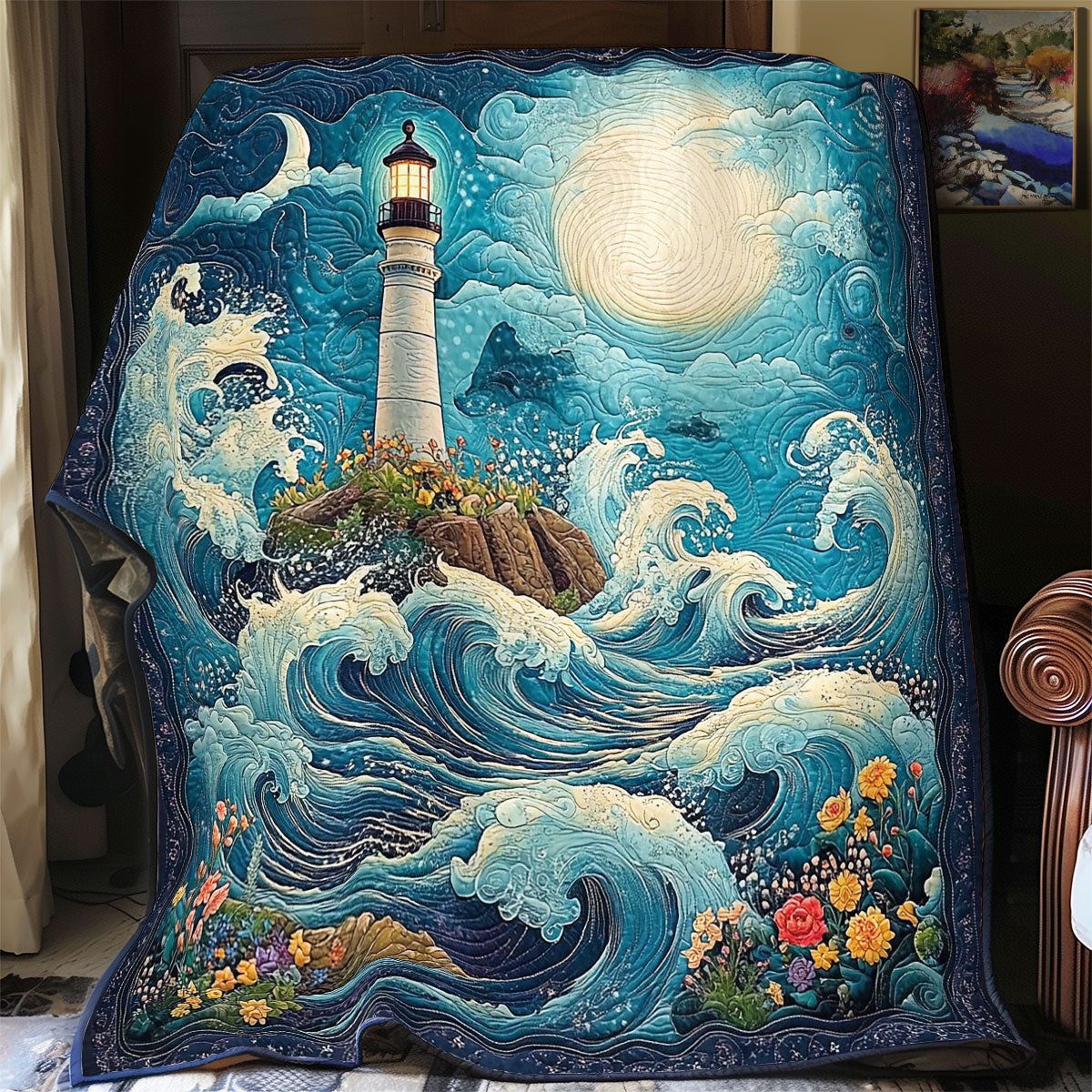 Mystic Midnight Lighthouse WY2103063CL Quilt
