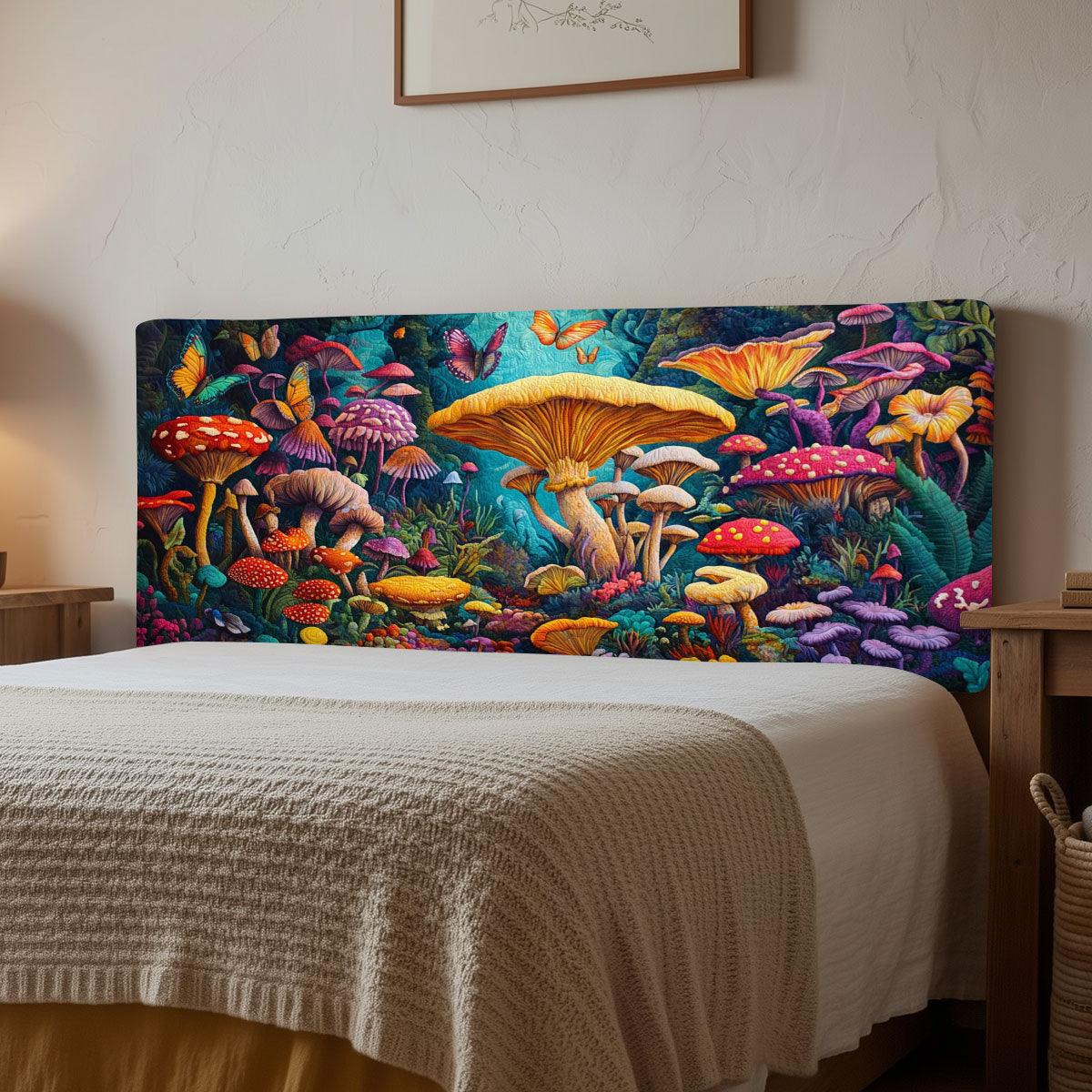 Colorful Mushroom Forest WJ1212017CL Quilted Headboard Slipcover