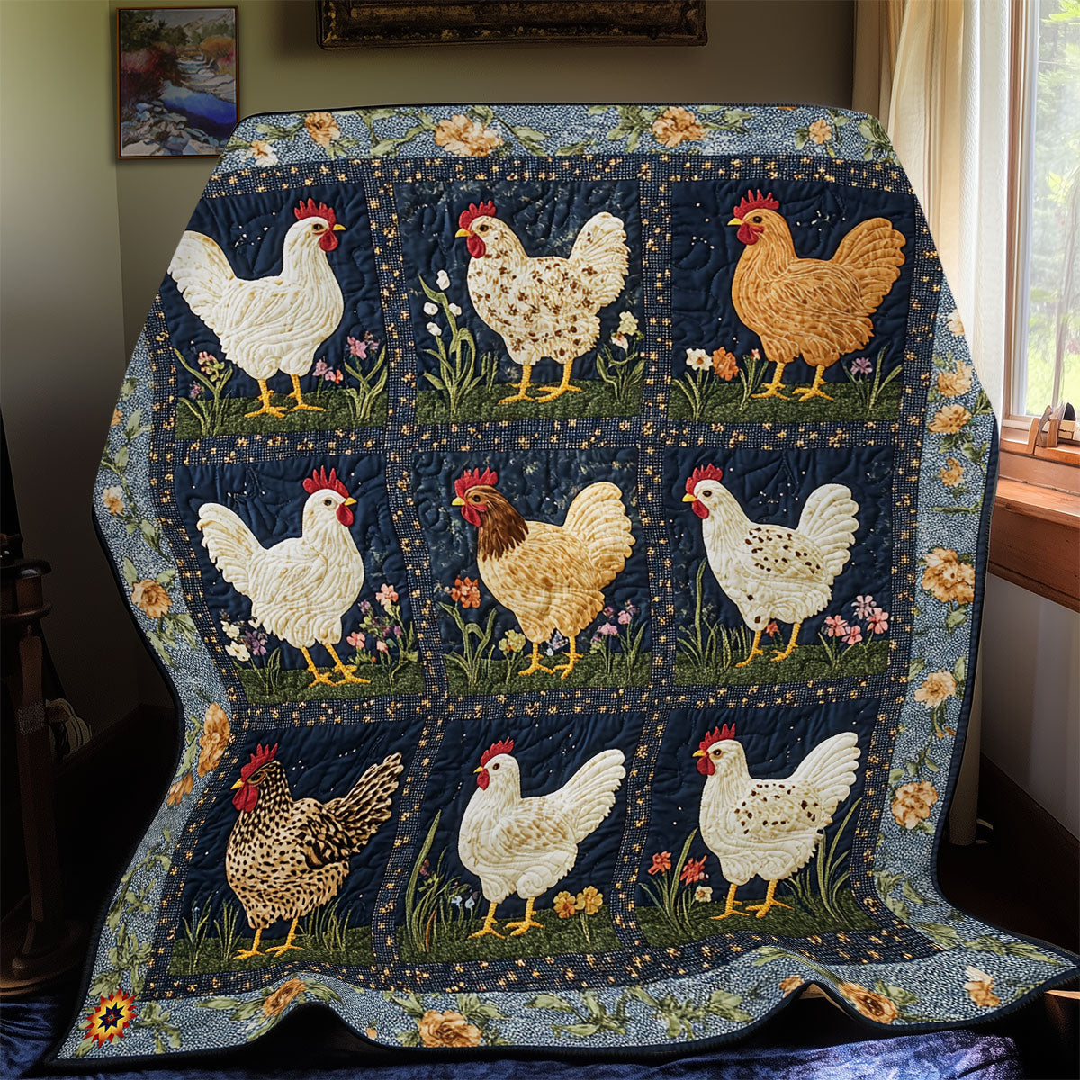 Whimsical Chicken WX2612062CL Quilt