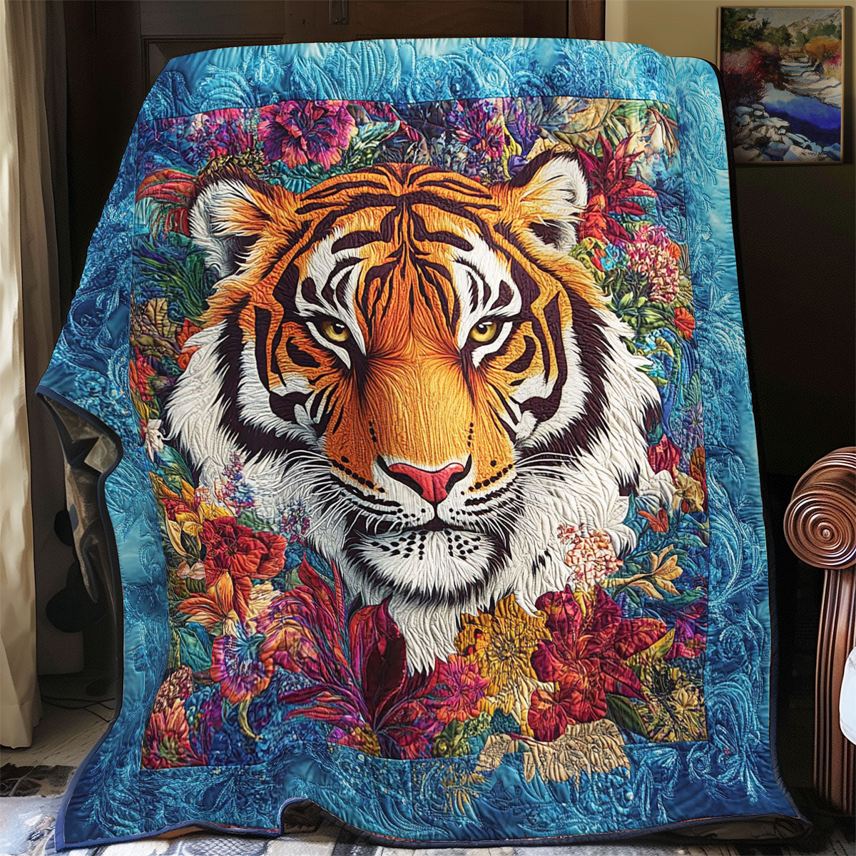 Tiger In Flower Forest WY1401041CL Quilt
