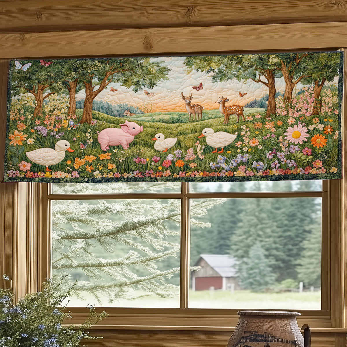 Farmyard Friends WJ2103063CL Quilted Valance