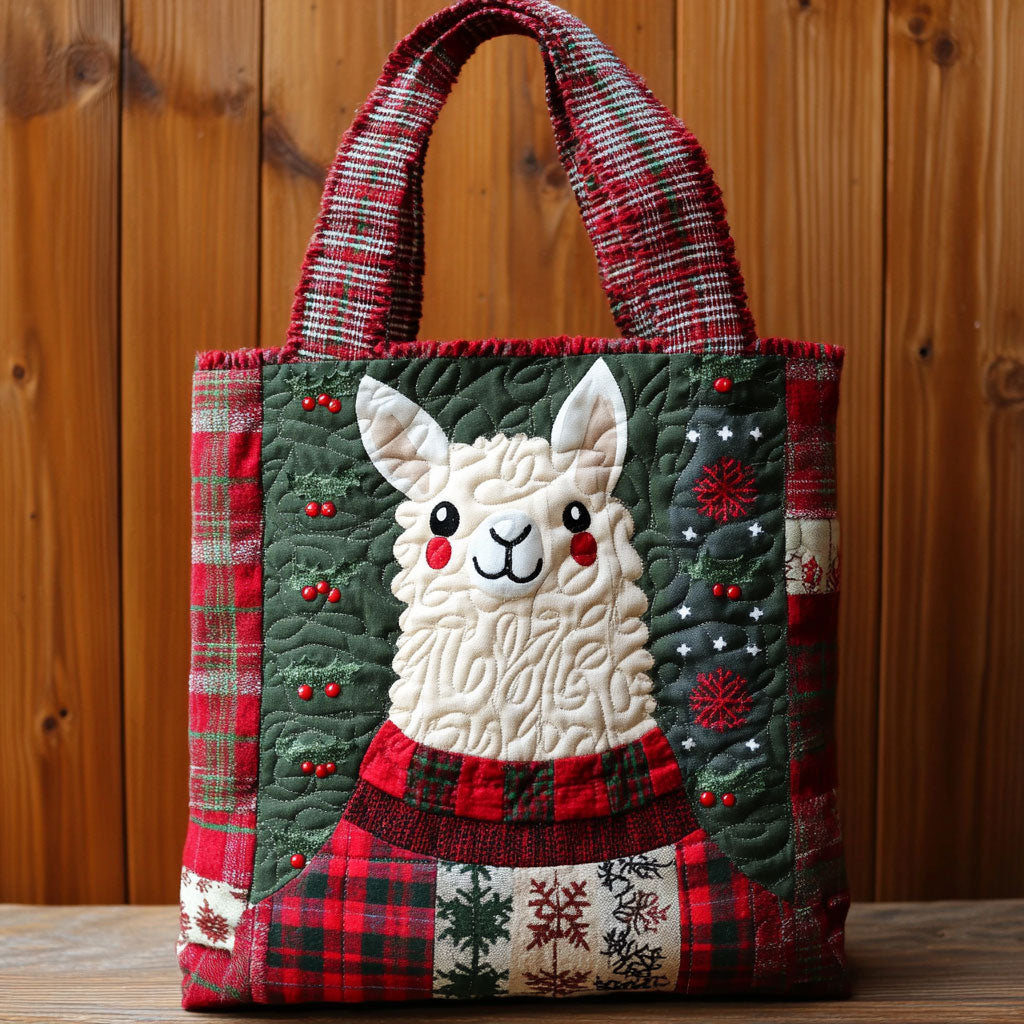Llama Holiday Glow WN1711046CL Quilted Tote Bag