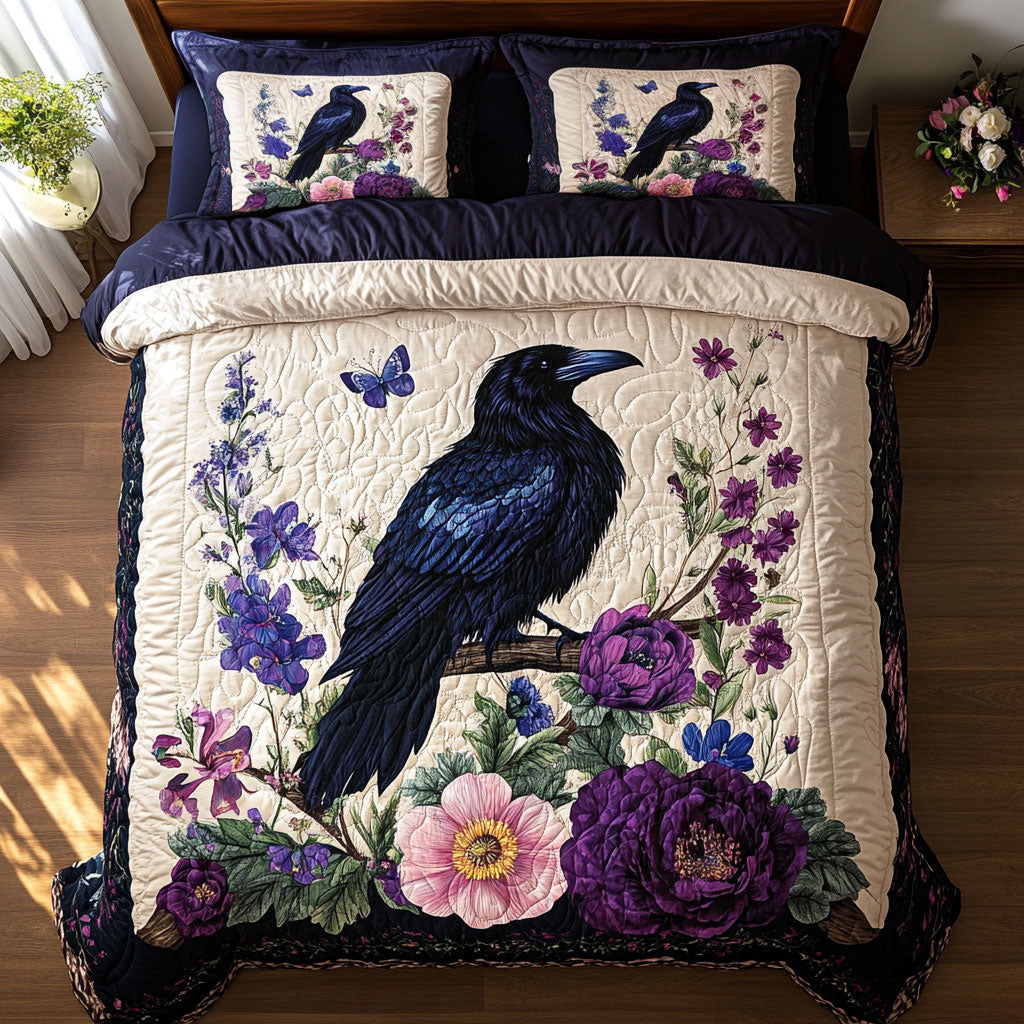 Enchanted Floral Raven WY1508045CL Duvet Cover Set