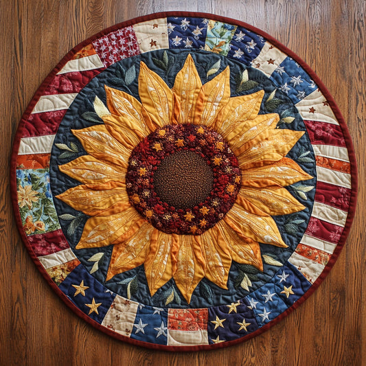 Sunflower Banner WN1206061CL Quilted Round Mat