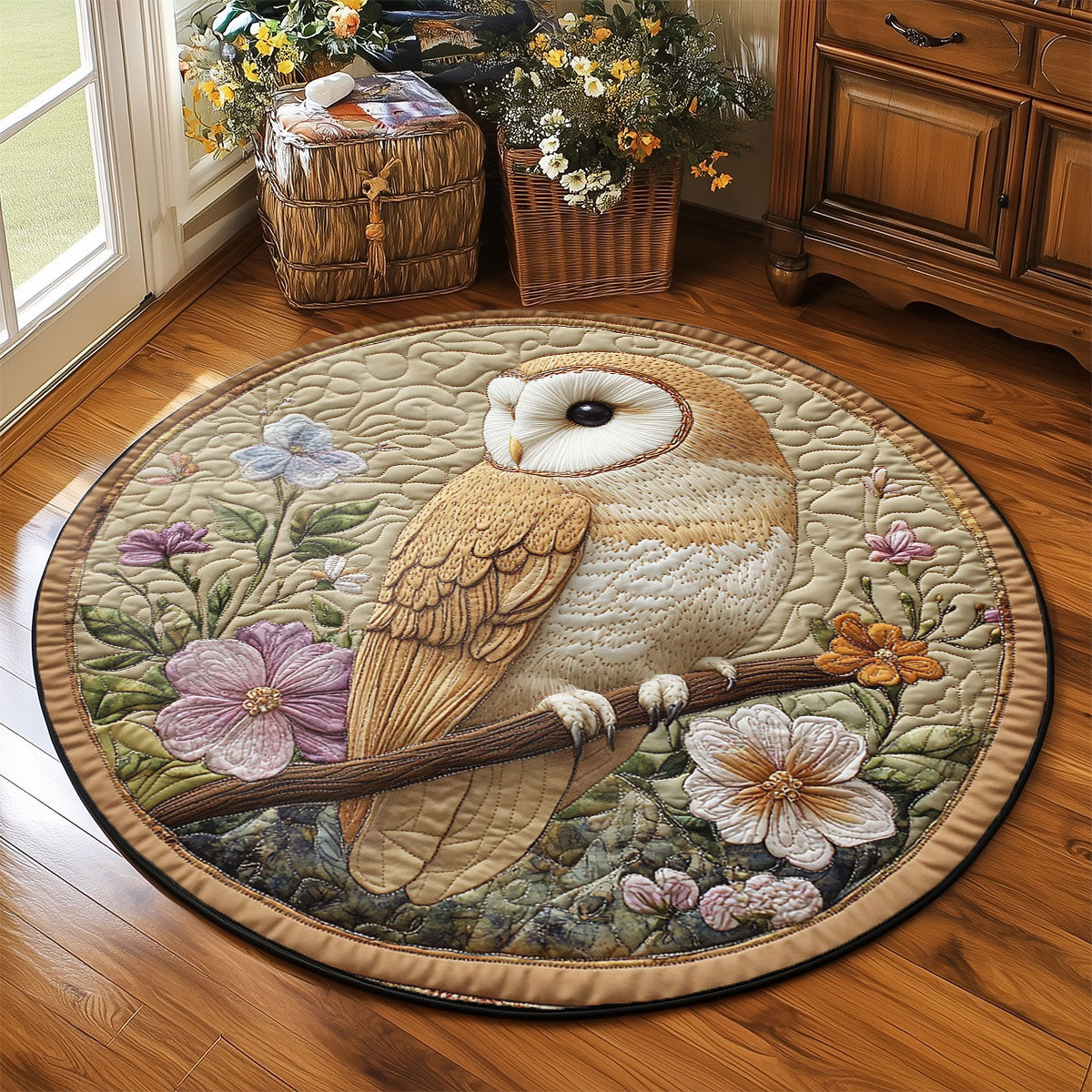 Floral Owl WP2204029CL Quilted Round Mat