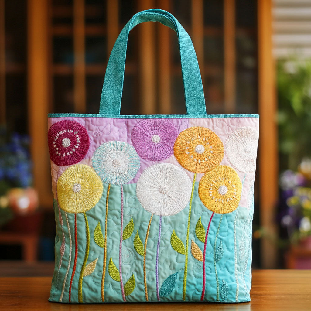 Spring Whisper Dandelion CW2509019CL Quilted Tote Bag