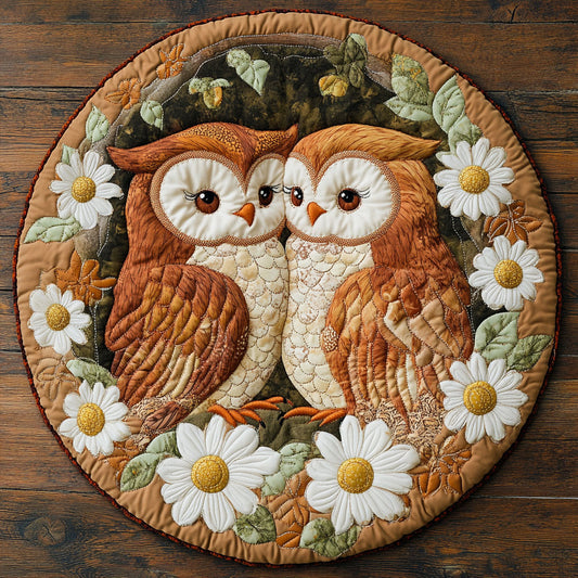 Owl Couple CQ1206032CL Quilted Round Mat