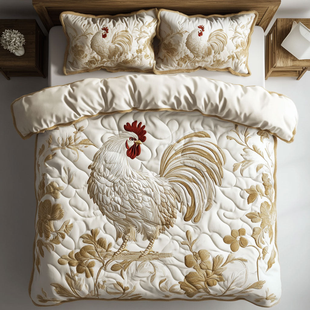 Elegent White Rooster WY2402010CL Duvet Cover Set