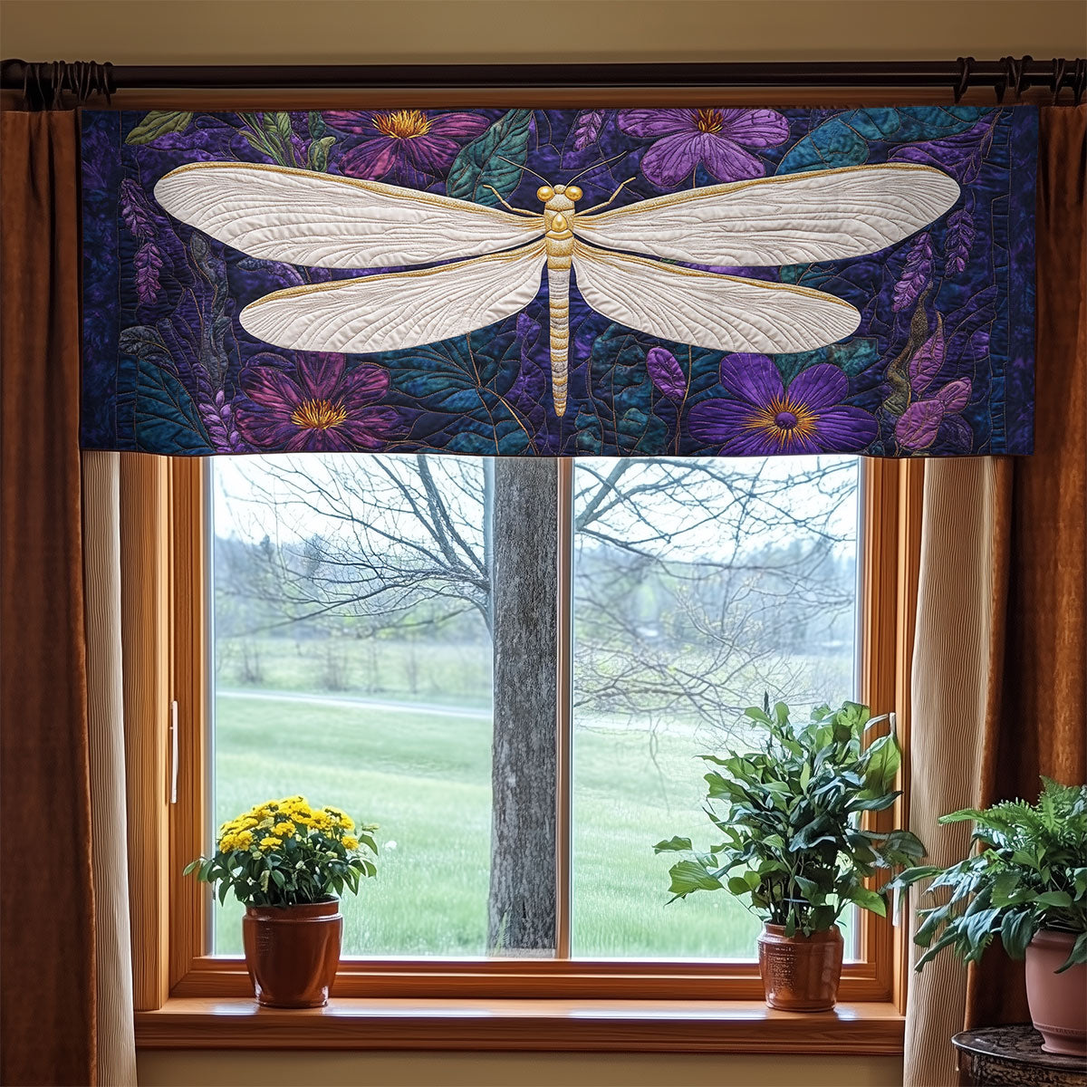 Dragonfly Floral WX1305019CL Quilted Valance