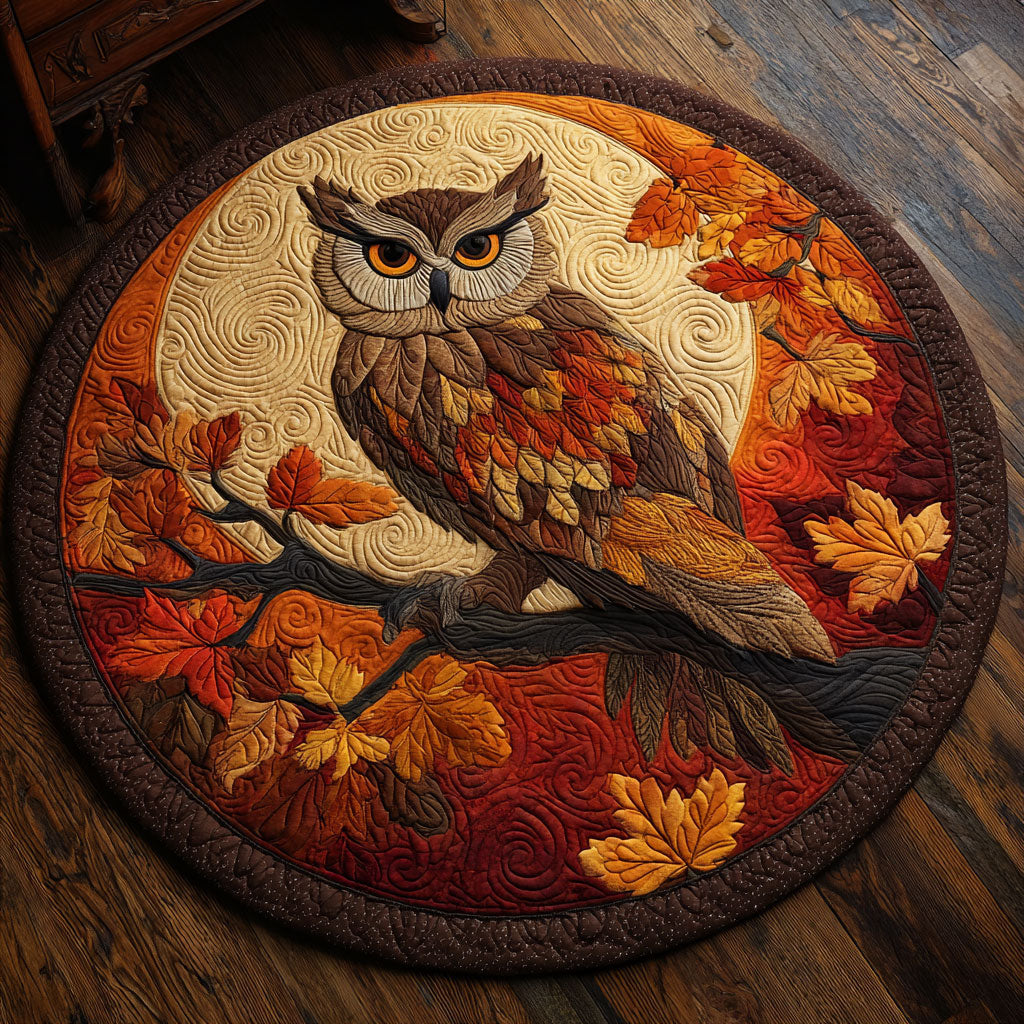 Autumn Owl CW2808002CL Quilted Round Mat