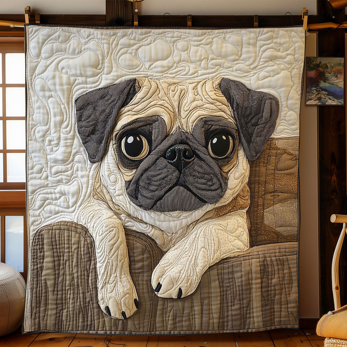 Cute Puppy Pug WY1302033CL Quilt