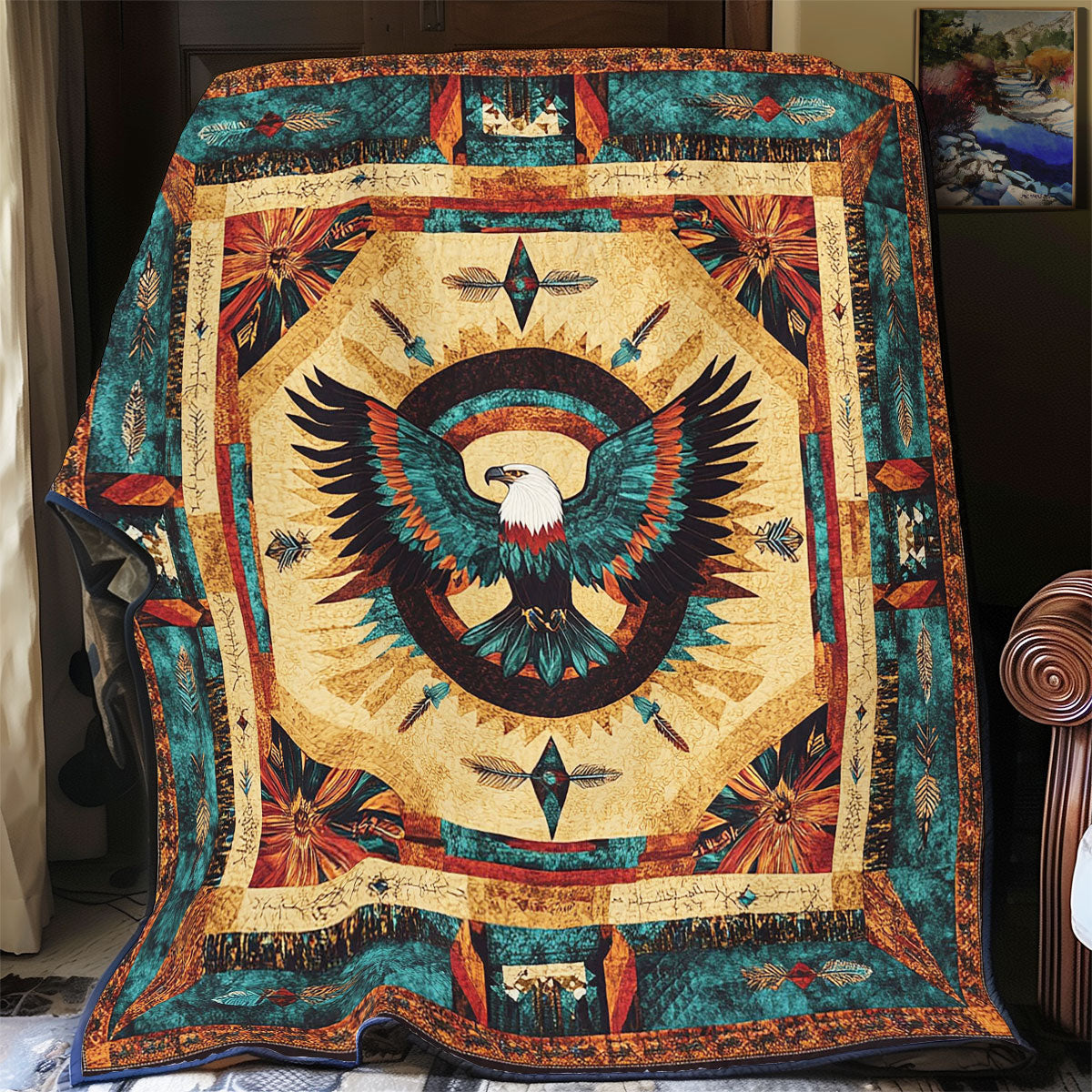 Glorious Eagle Native American WY2101055CL Quilt
