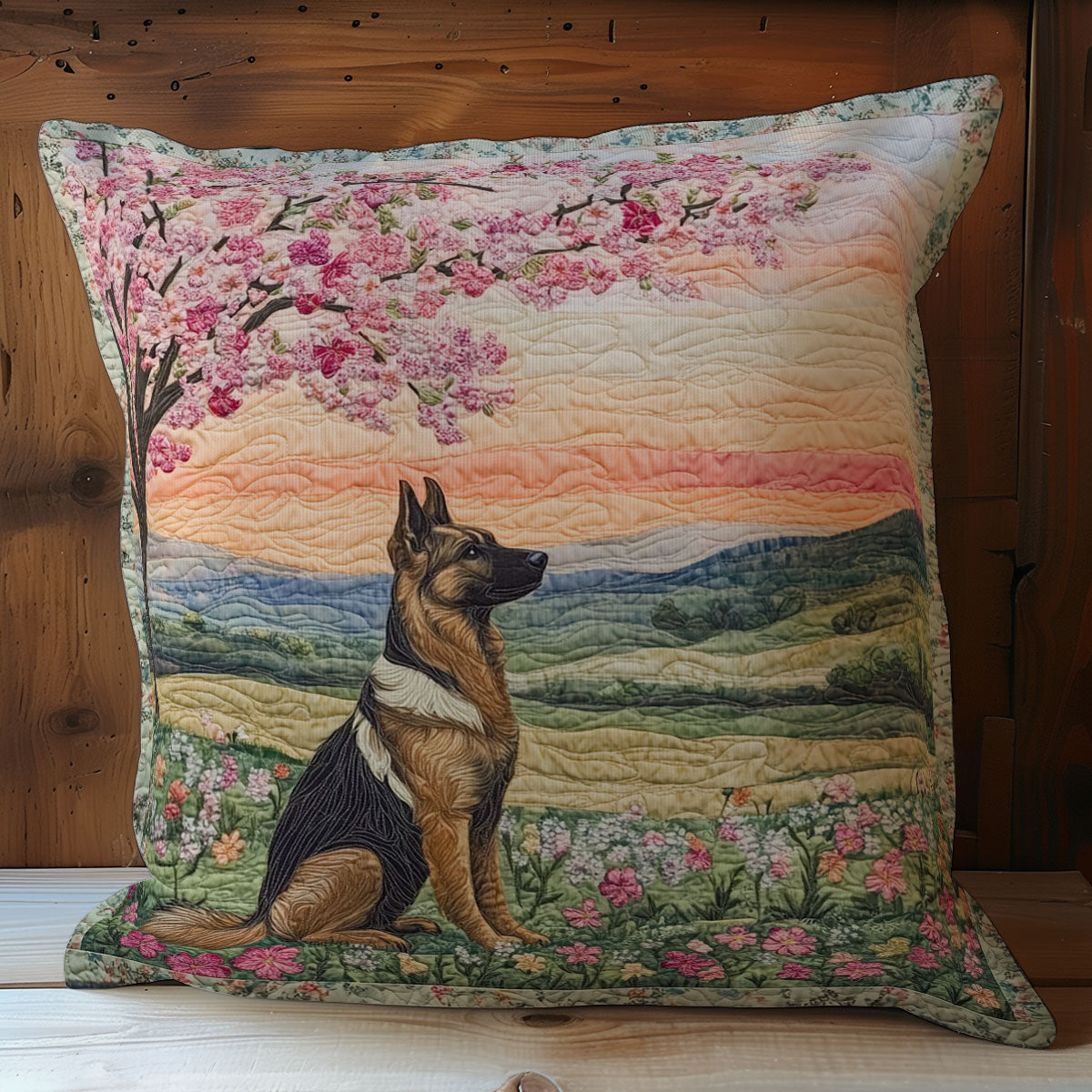 Dog Under Blossom Tree WY1102058CL Quilt Pillow Case