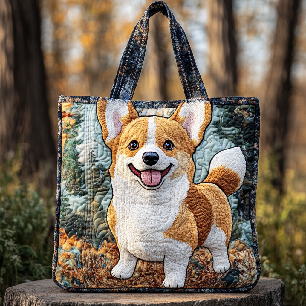 Playful Corgi WN2209055CL Quilted Tote Bag