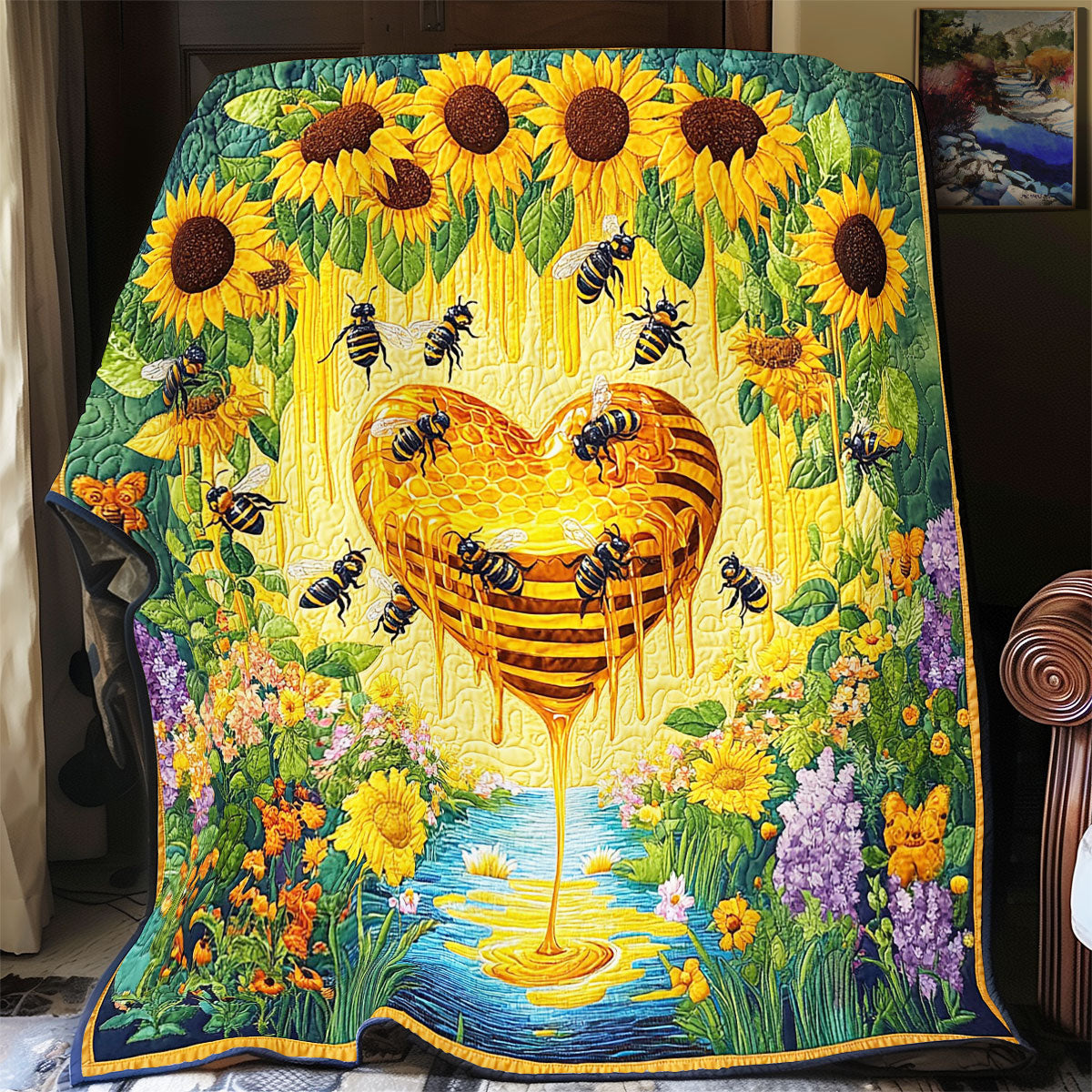 Bee And Sunflower WY3012005CL Quilt