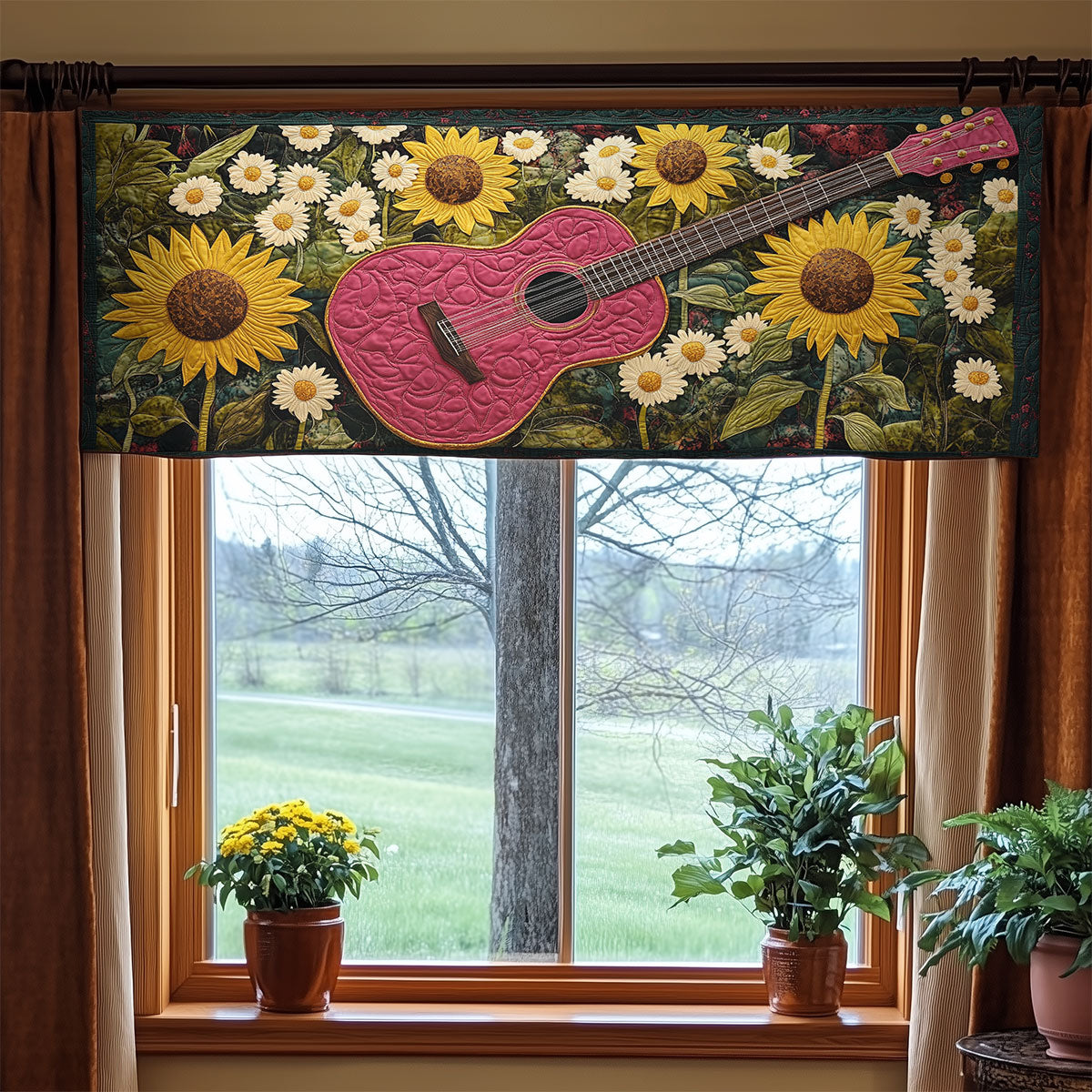 Pink Guitar WX0605043CL Quilted Valance