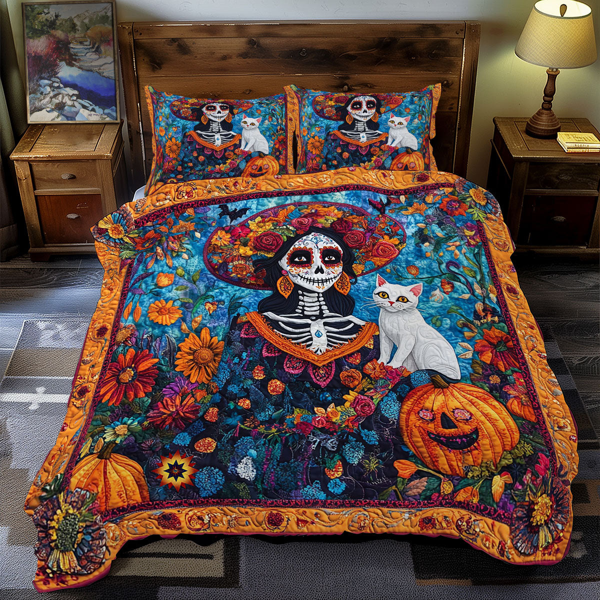 Skeleton And Cat WY1712051CL Duvet Cover Set