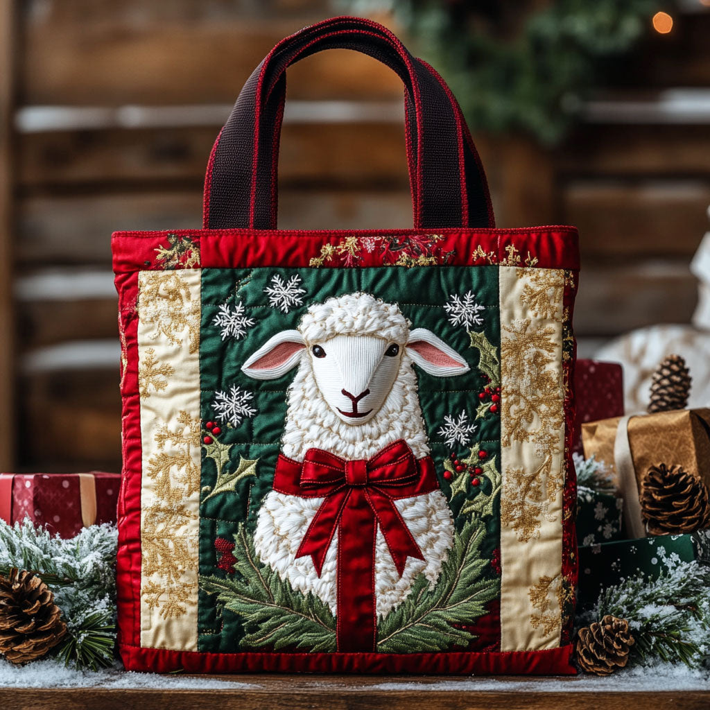 Snowy Bless Sheep WN3010060CL Quilted Tote Bag