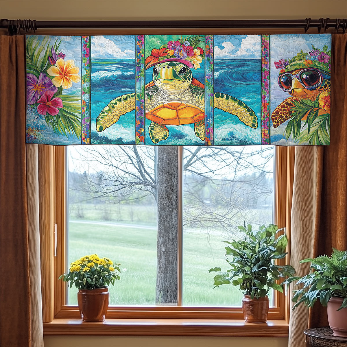 Turtle Petals WN2406079CL Quilted Valance