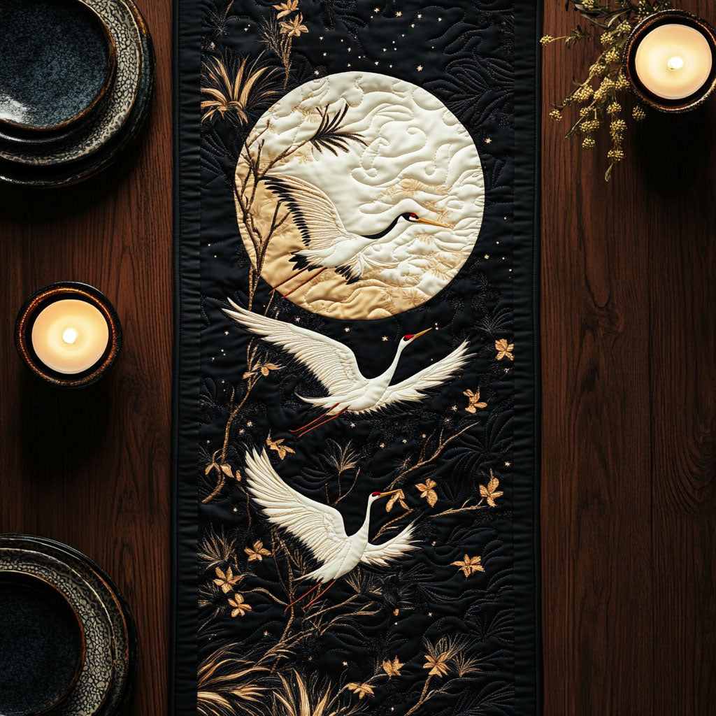Graceful Crane CW1505119CL Quilted Table Runner