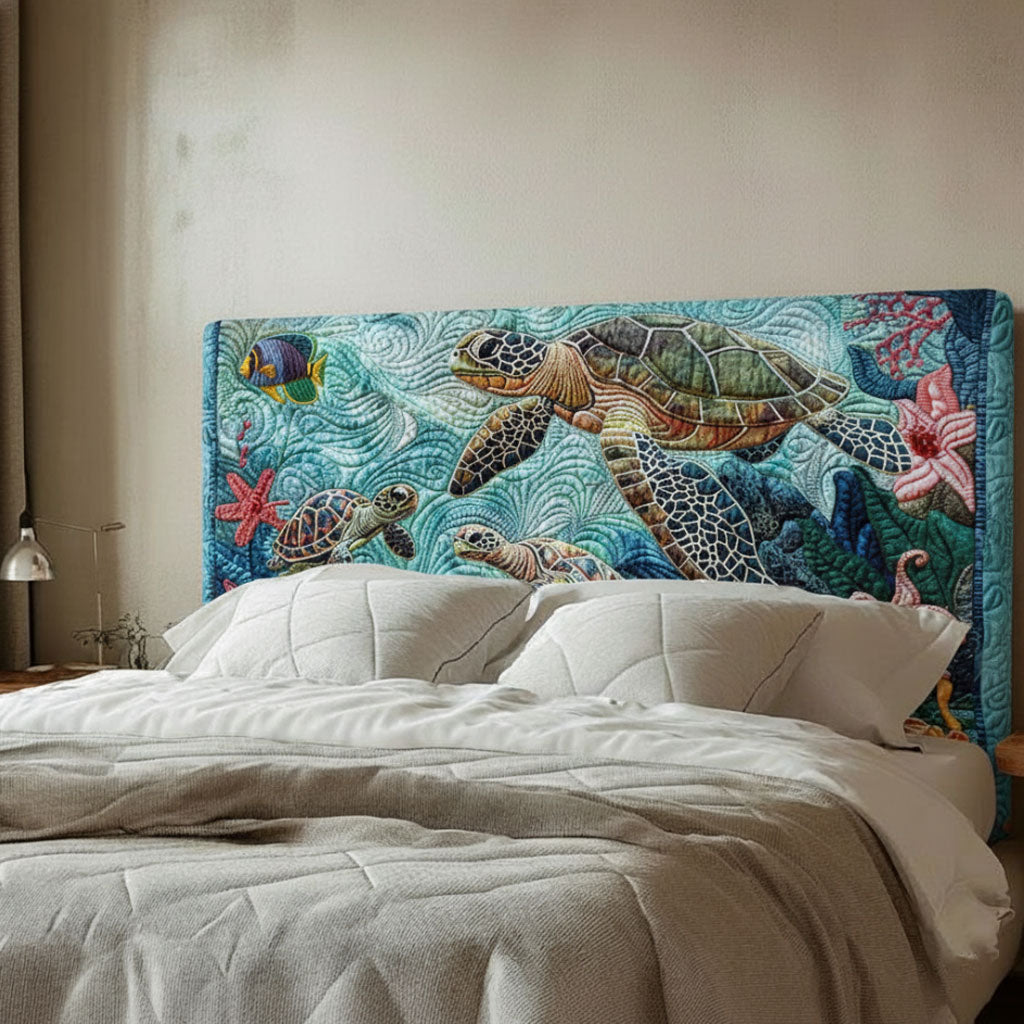 Sea Turtle WJ0912007CL Quilted Headboard Slipcover