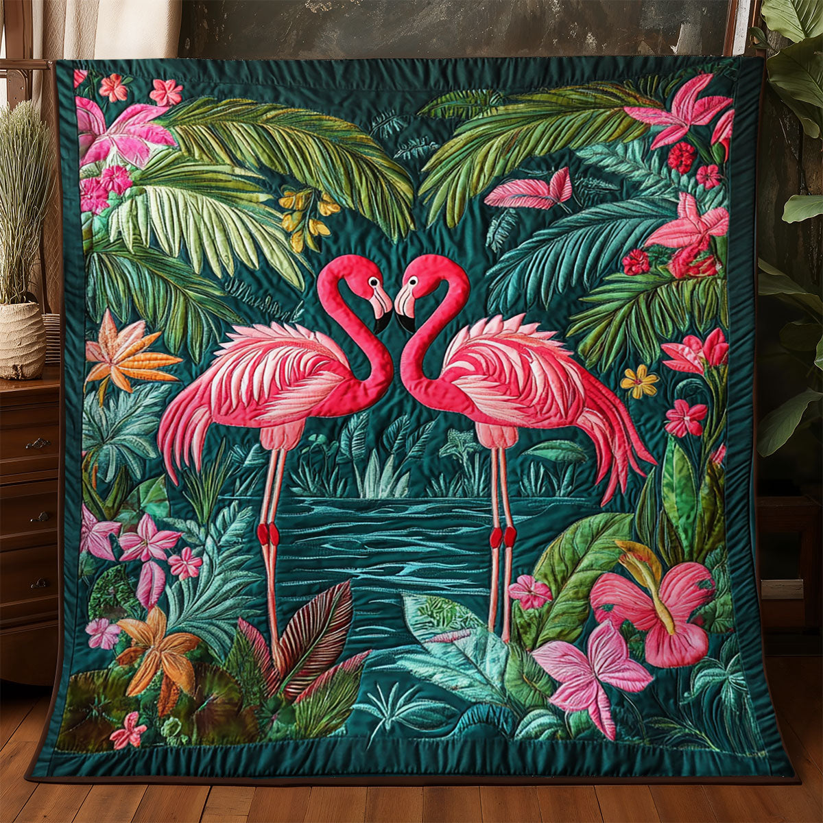 Flamingo Flower WX1905016CL Quilt