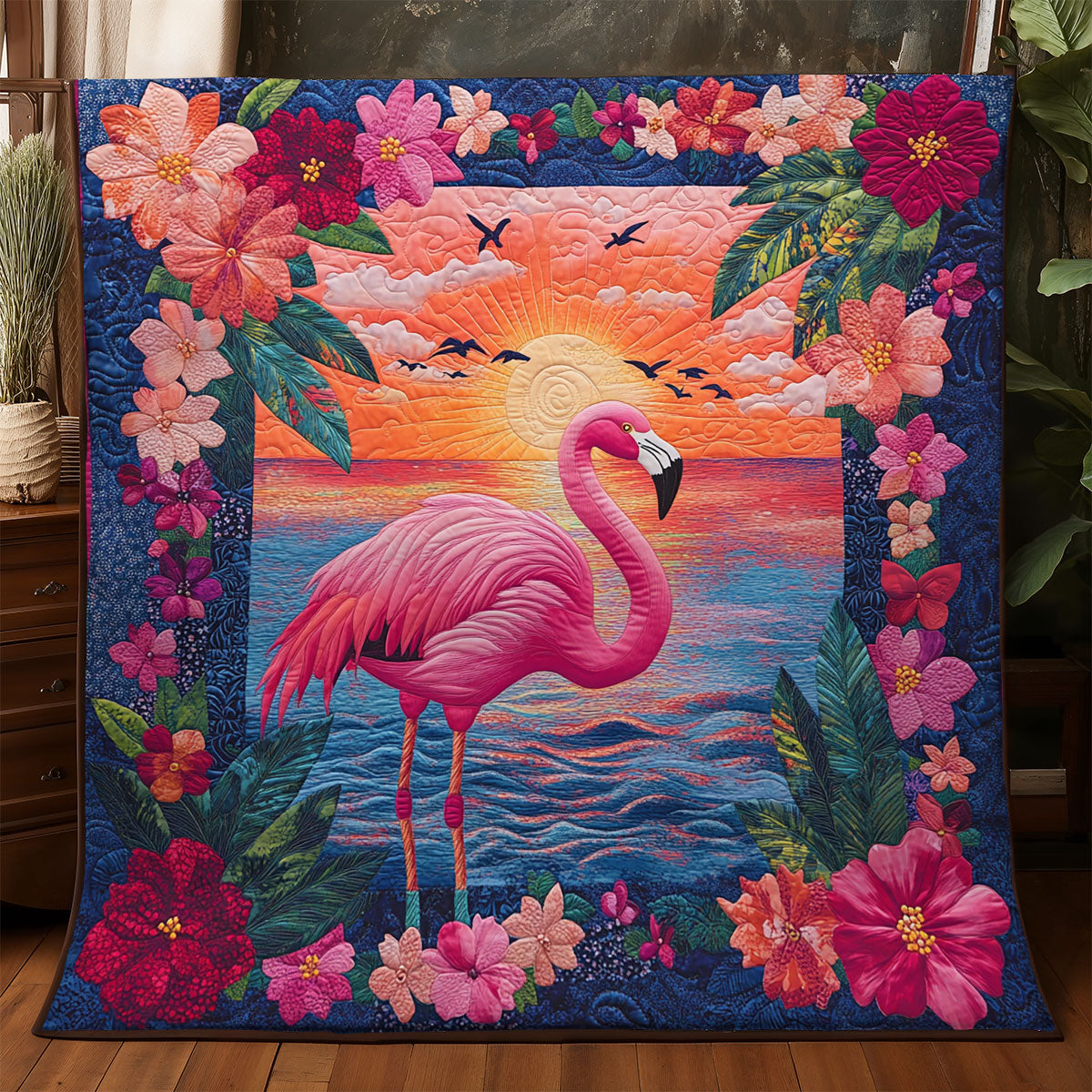 Floral Flamingo WX3105024CL Quilt