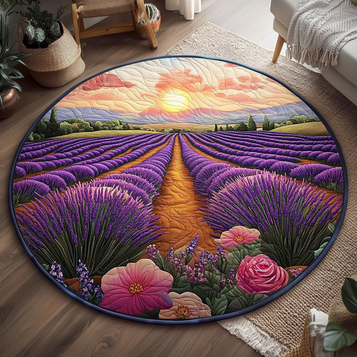 Lavender Garden WJ1804030CL Quilted Round Mat