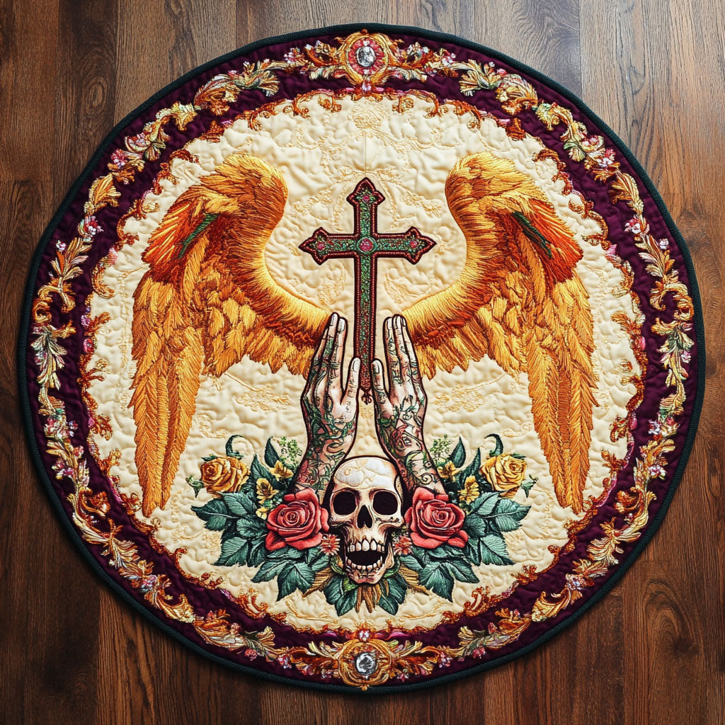 Celestial Cross WN2708011CL Quilted Round Mat