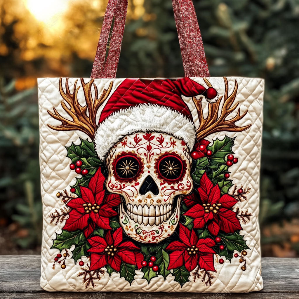 Holiday Skull WN0310029CL Quilted Tote Bag