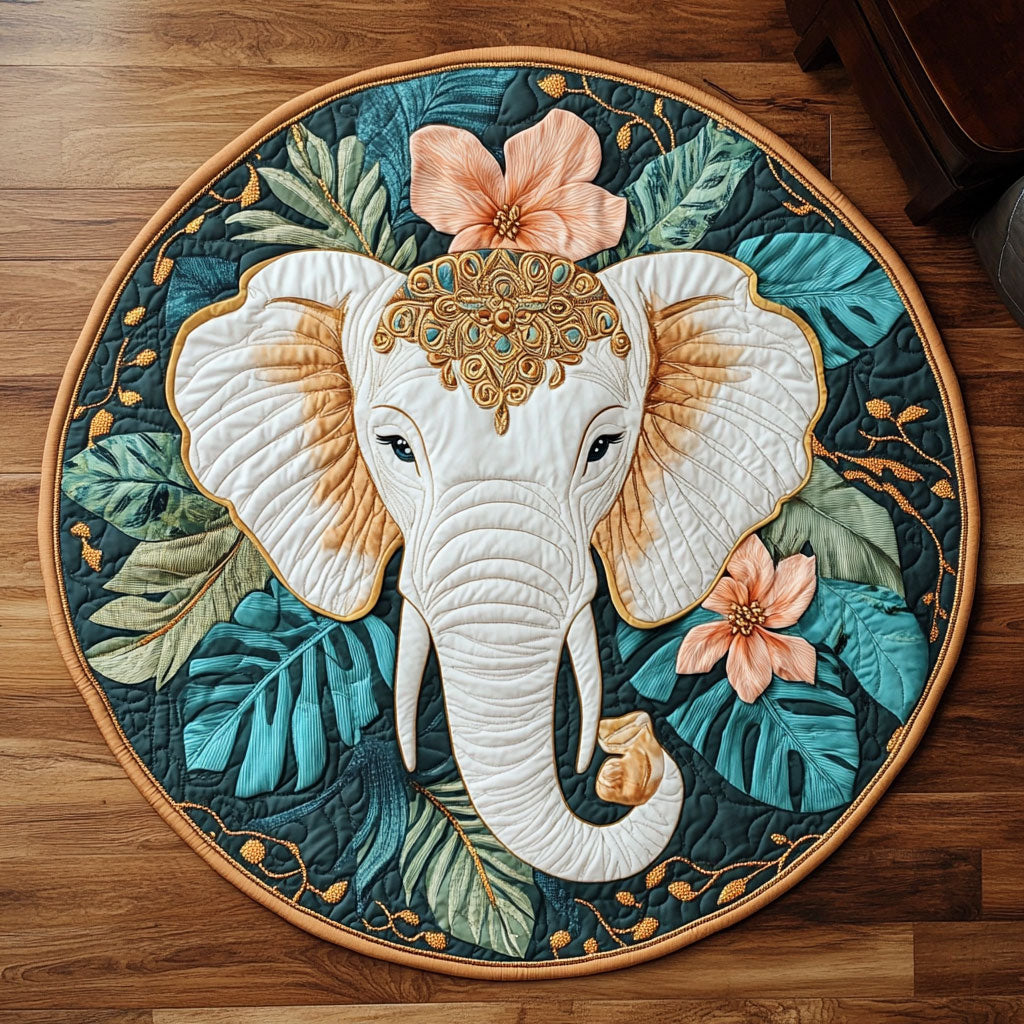 Charming Elephant WX2805007CL Quilted Round Mat