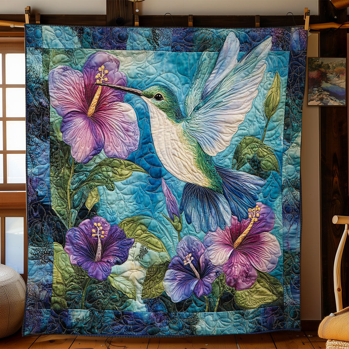 Hummingbird In Garden WY1202116CL Quilt