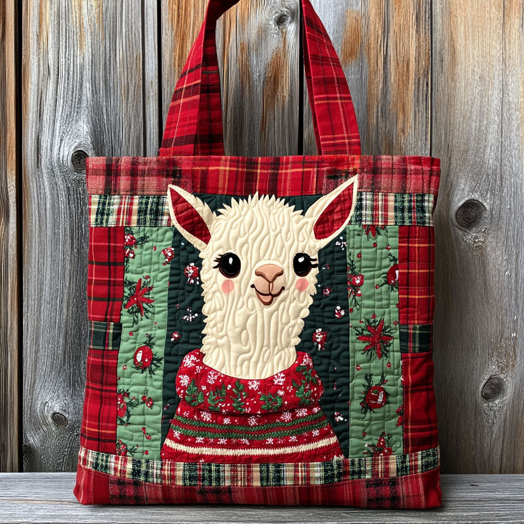 Llama Happy Noel WN1711043CL Quilted Tote Bag