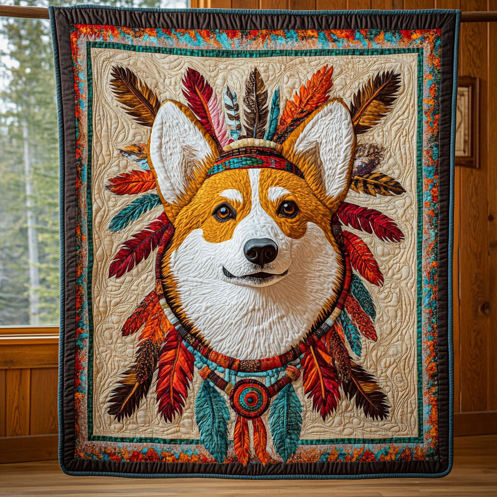 Tribal Corgi CP1209032CL Quilt