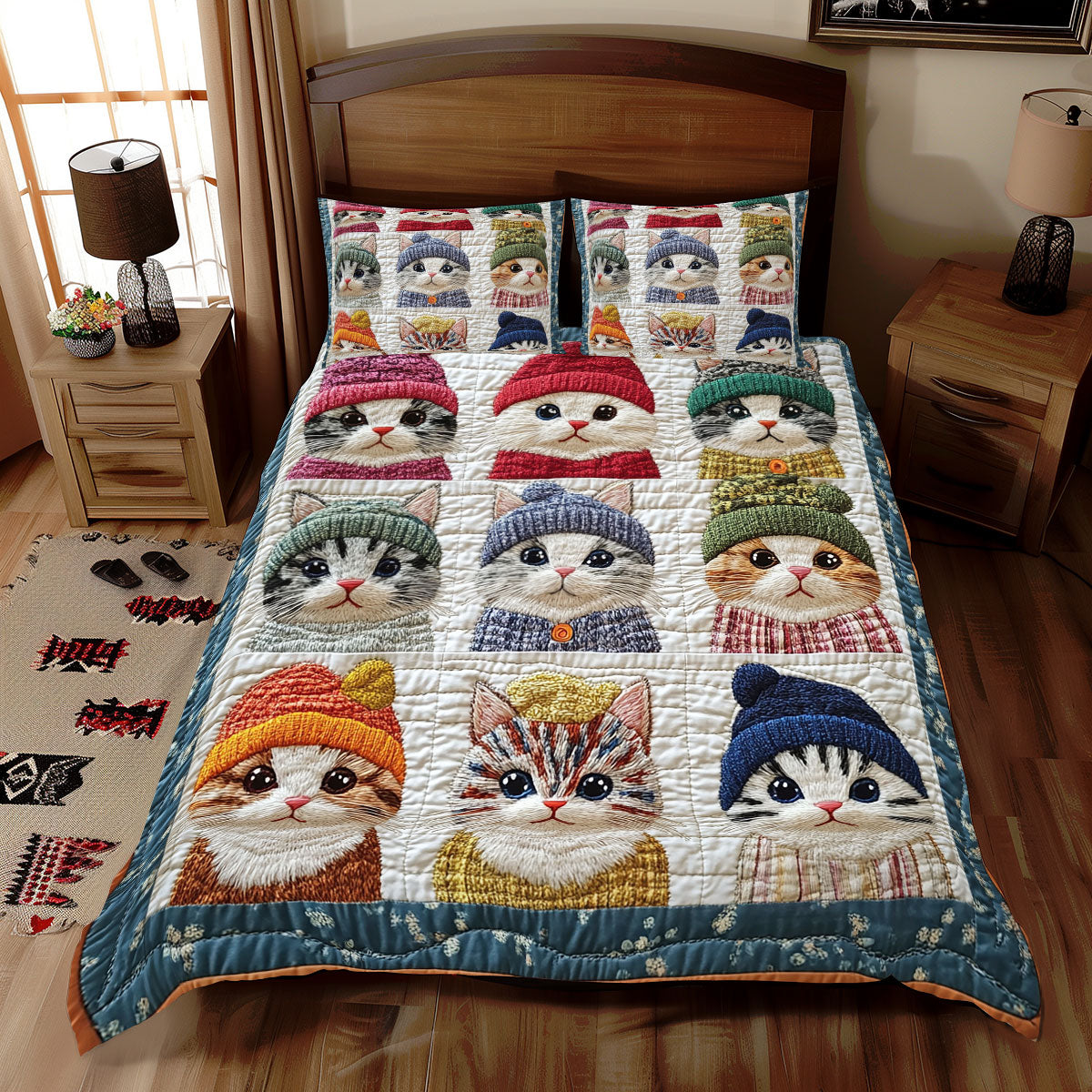 Cute Cat Patchwork WX1012038CL Duvet Cover Set