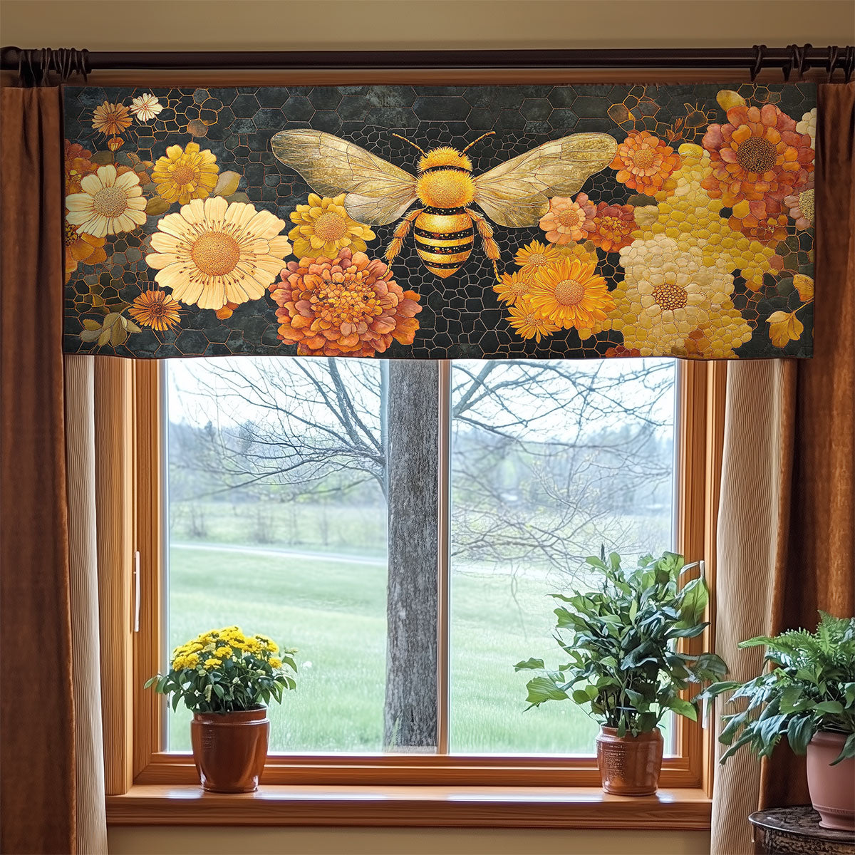 Floral Bee WX2203152CL Quilted Valance