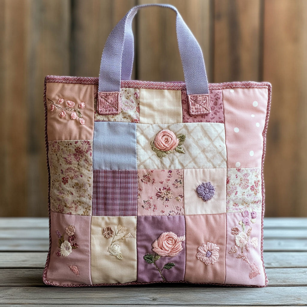 Vintage Rose Patchwork CW2409026CL Quilted Tote Bag