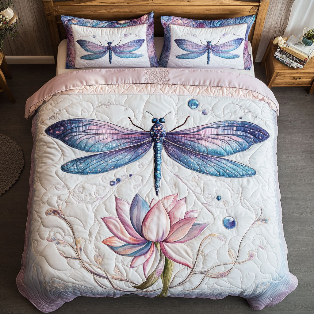 Dragonfly And Majestic Lotus WY2802129CL Duvet Cover Set