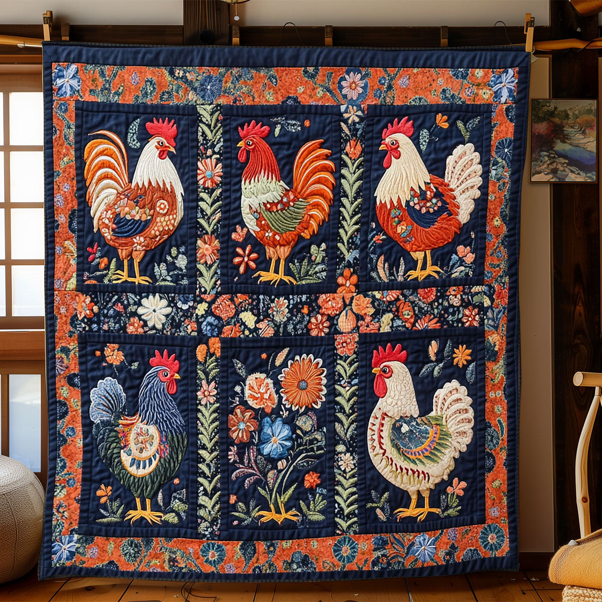 Folk Charm Chicken WJ3112017CL Quilt