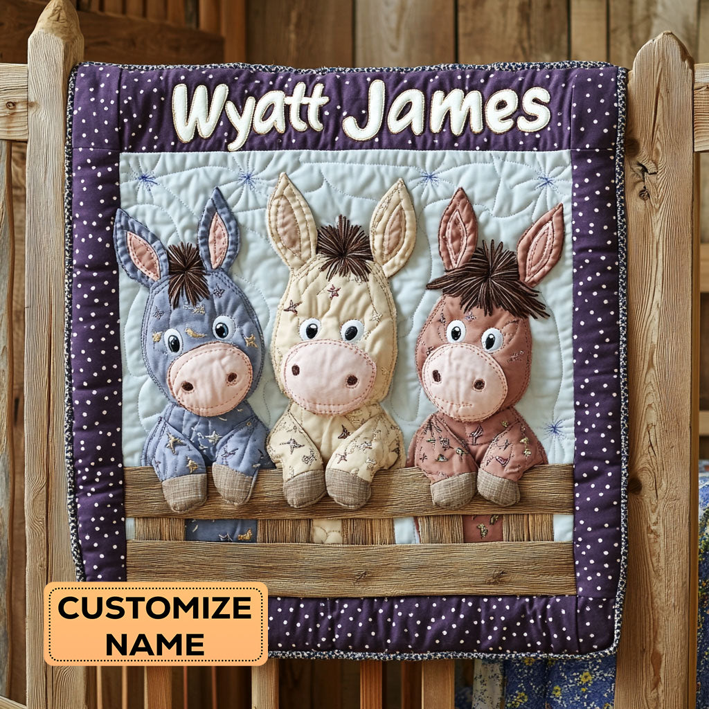 Three Little Bray Buddies WJ3107012CL Personalized Baby Quilt