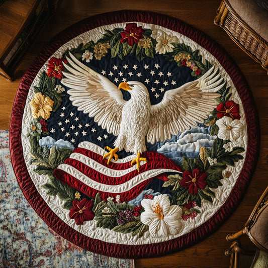 Bald Eagle Anthem WN1206002CL Quilted Round Mat