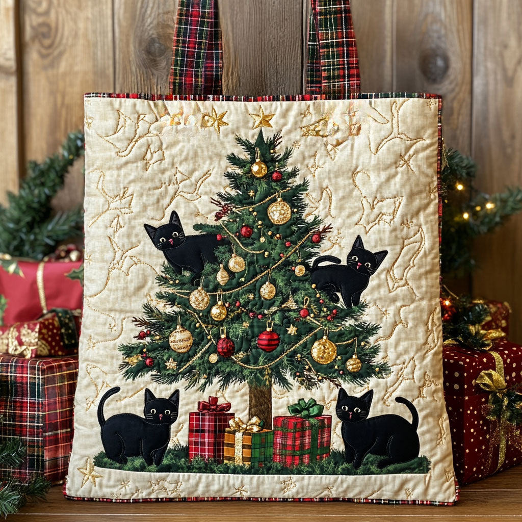 Black Cat Snow Magic WN0711010CL Quilted Tote Bag
