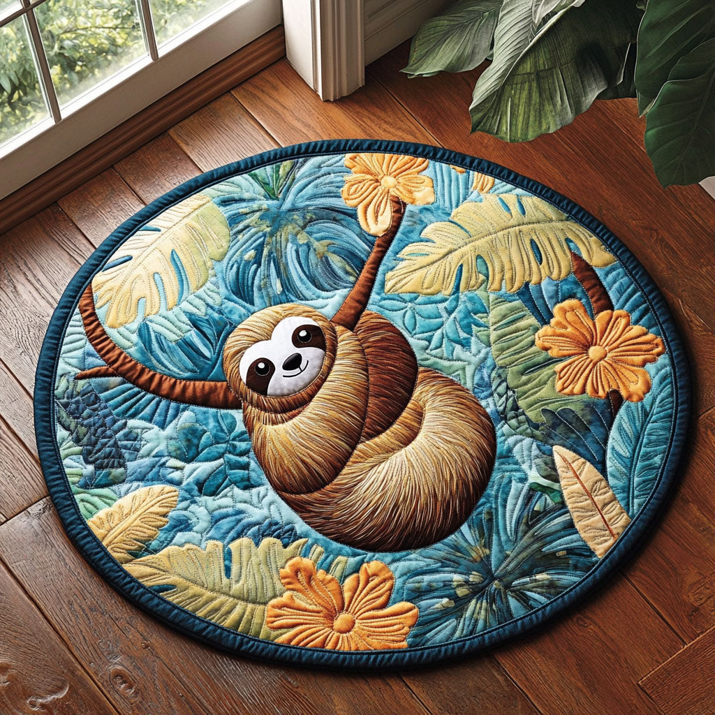 Tropical Sloth CP2105005CL Quilted Round Mat