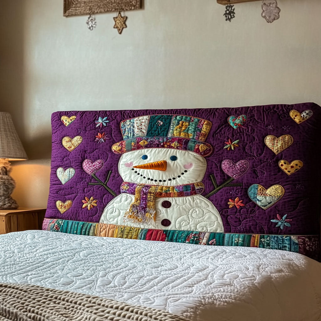 Heartfelt Snowman WN3112022CL Quilted Headboard Slipcover