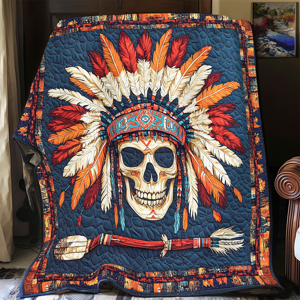 Feather Headdress Skull WY2301056CL Quilt