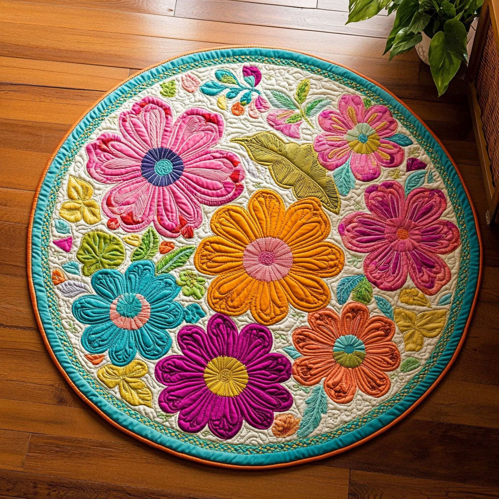 Joy Flower WN0808049CL Quilted Round Mat